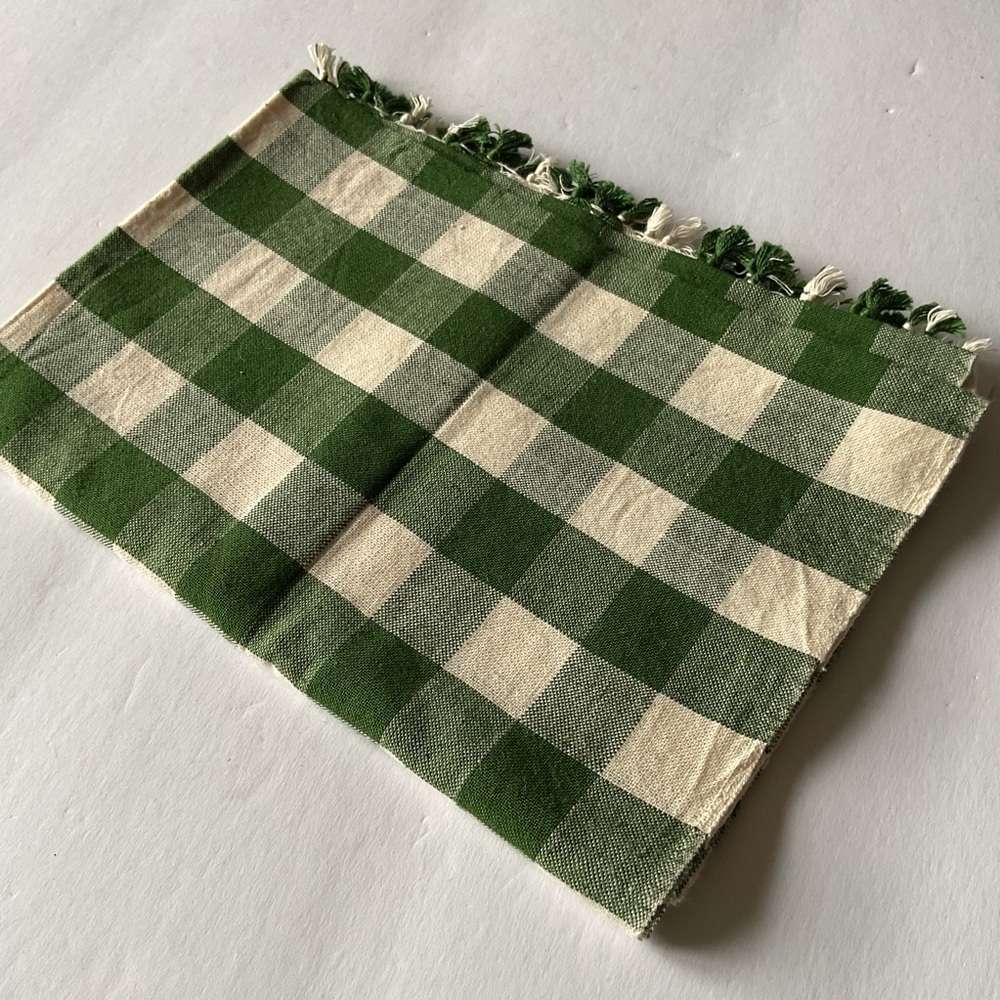 HEATHER TAYLOR HOME HTH GINGHAM TEA TOWEL DISH CLOTH HUNTER GREEN WHITE NWT - Picture 5 of 6